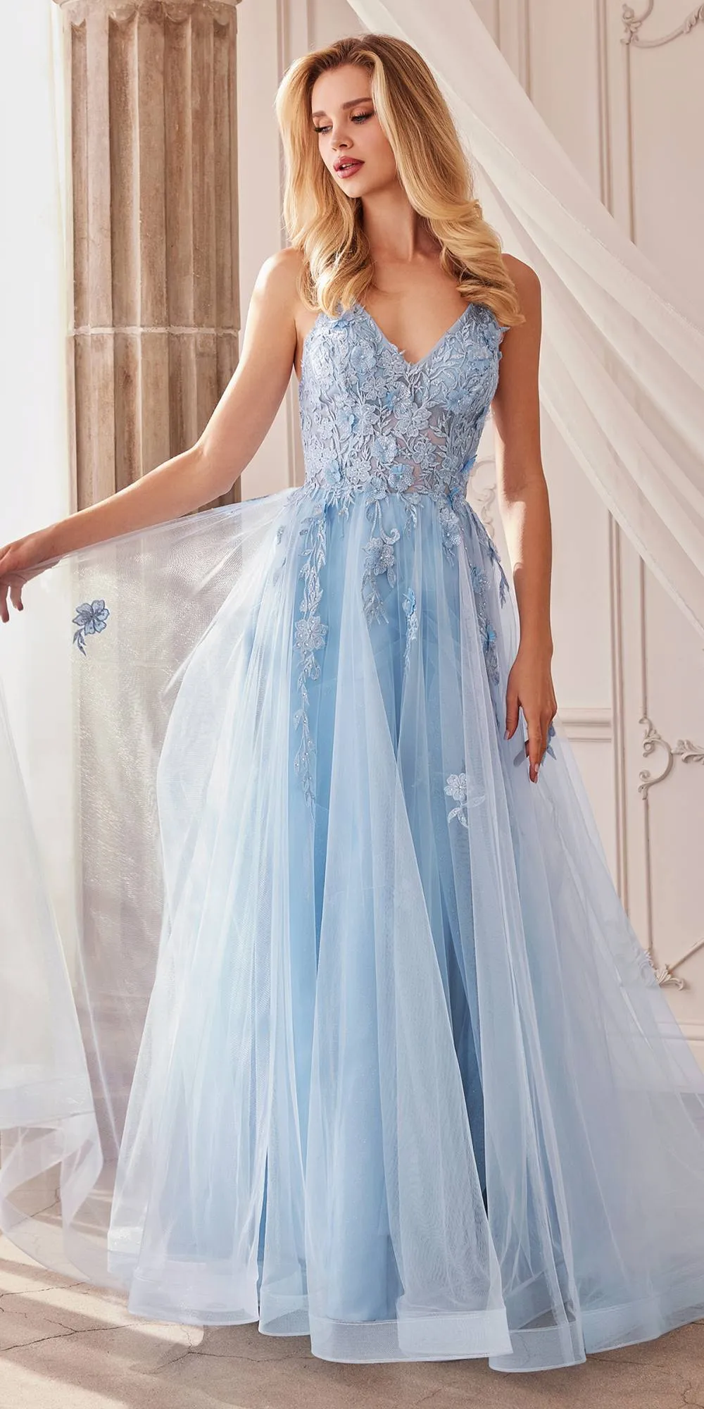 Andrea & Leo A1191 Floor Length Alicia Floral Embroidery Gown