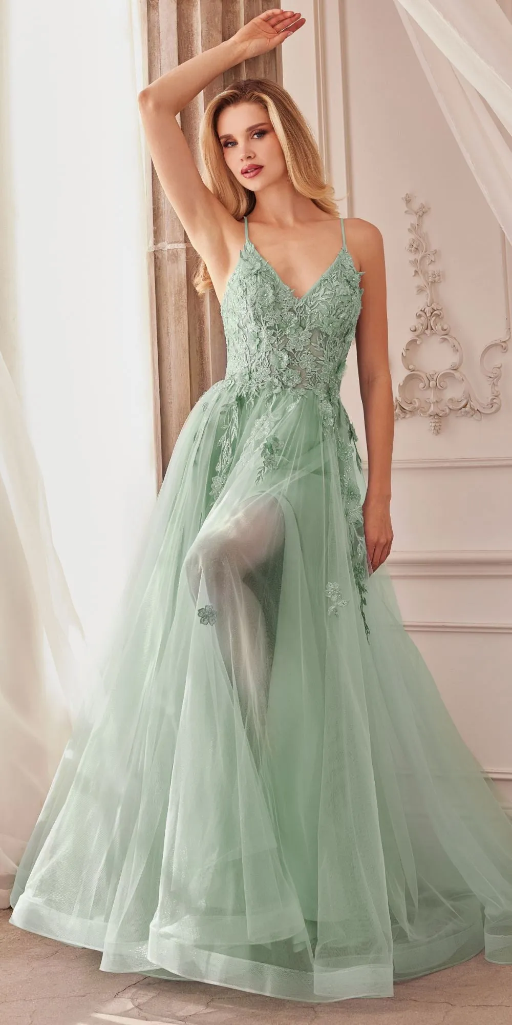 Andrea & Leo A1191 Floor Length Alicia Floral Embroidery Gown