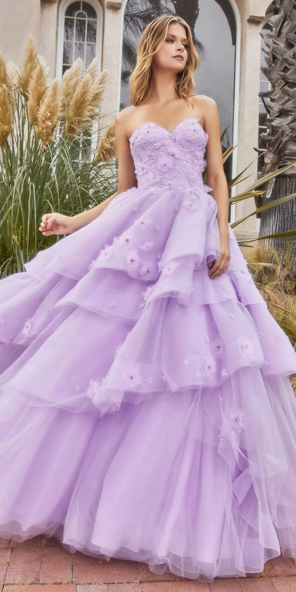 Andrea & Leo A1220 Long Peony Petal Couture Layered A-Line Ball Gown