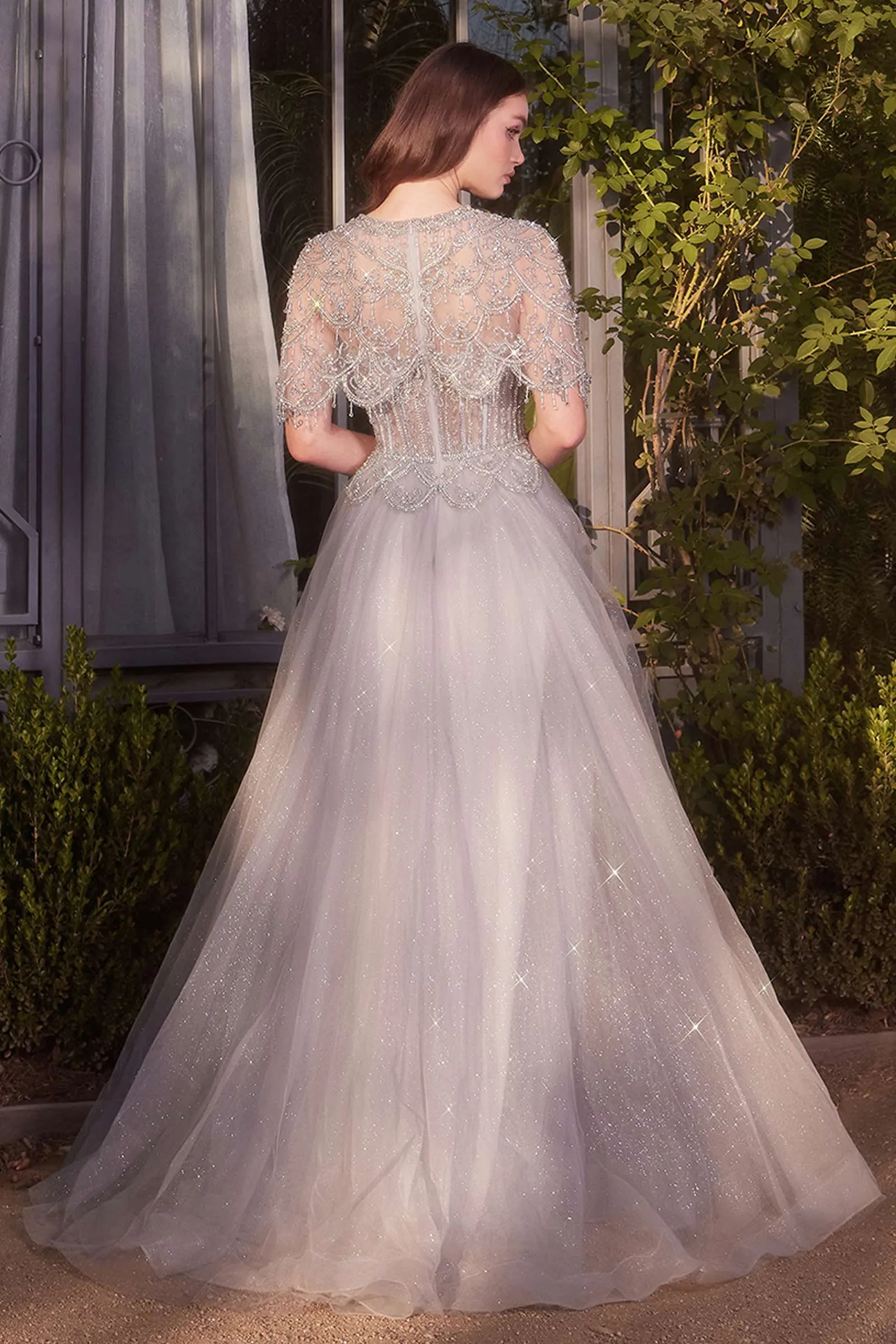 Andrea & Leo A1444 Dress Capelet Crystal Bead Ball Gown