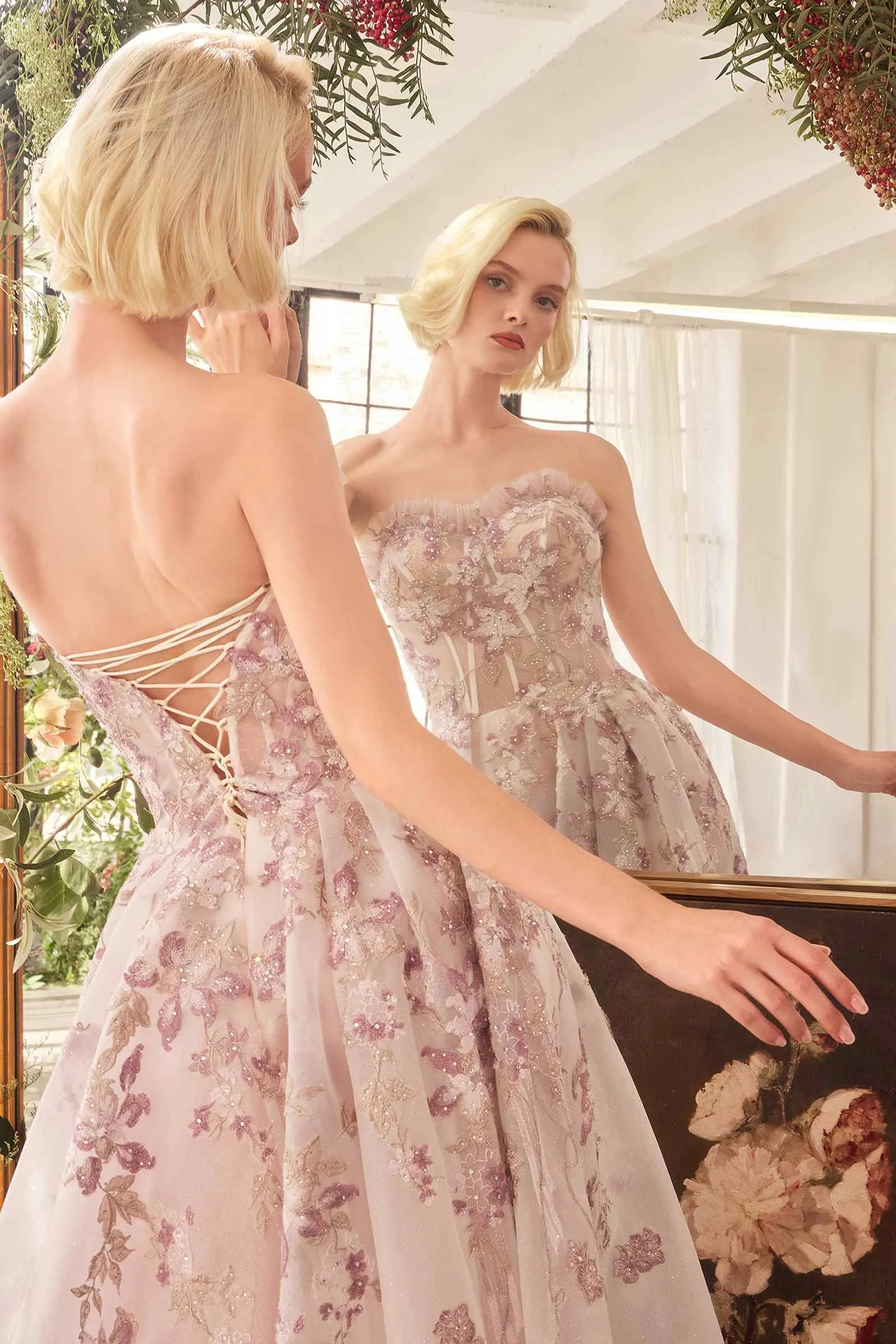 Andrea & Leo A1455 Dress Romance Embroidery A-Line Corset Gown
