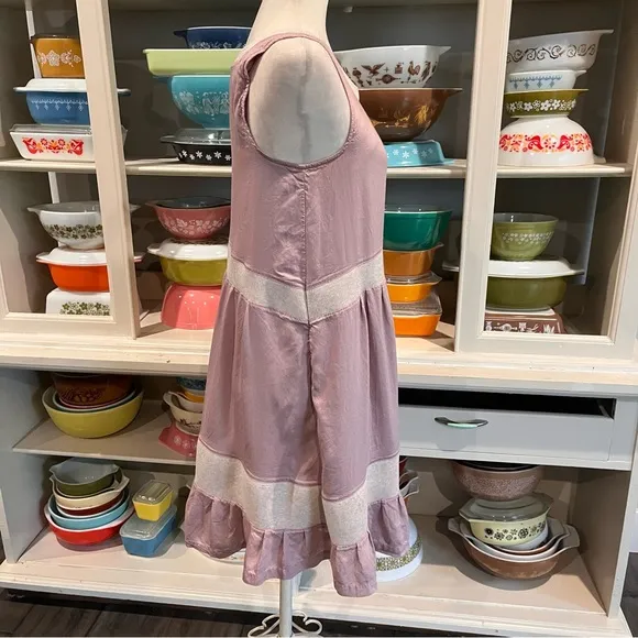 Anthropologie Wildfell Dusty Pink Tiered Ruffle Dress - Size Small