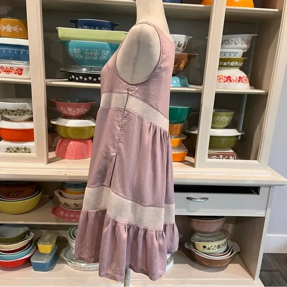 Anthropologie Wildfell Dusty Pink Tiered Ruffle Dress - Size Small