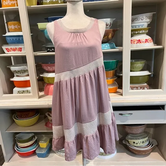 Anthropologie Wildfell Dusty Pink Tiered Ruffle Dress - Size Small