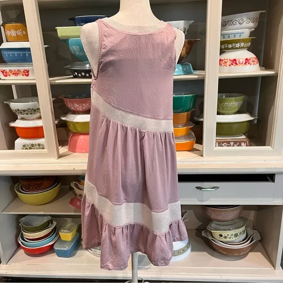 Anthropologie Wildfell Dusty Pink Tiered Ruffle Dress - Size Small