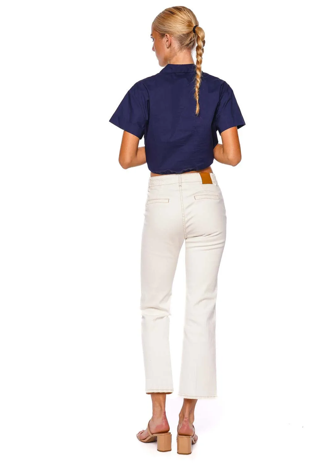 Asbury Evening Blue Tie Cropped Shirt