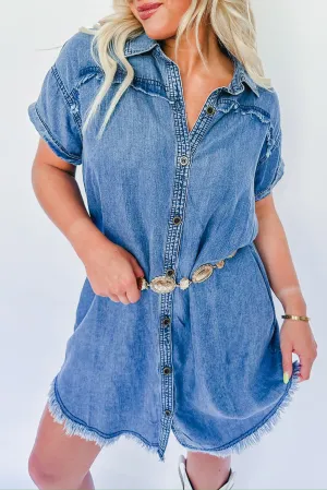 Ashleigh Blue Buttons Short Sleeve Denim Dress