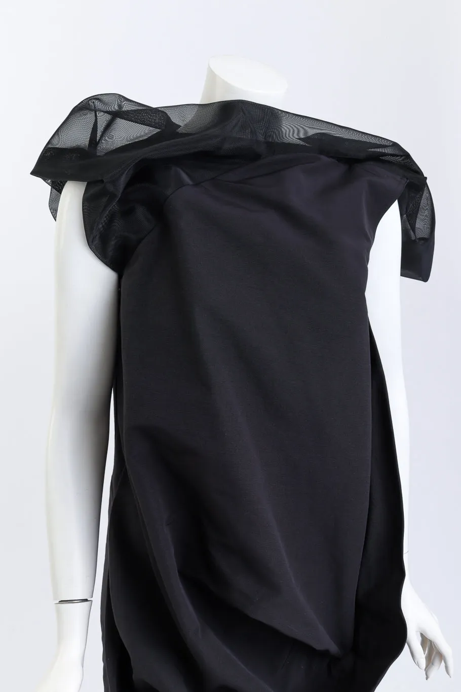 Asymmetric Sculpted Nylon Mesh Dress