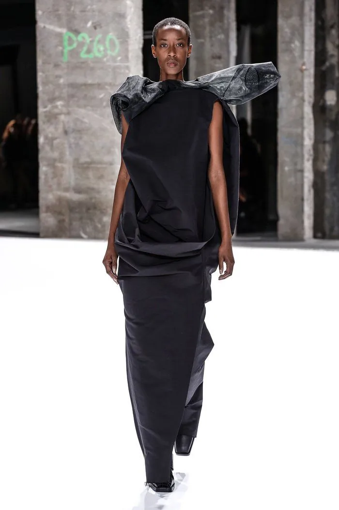 Asymmetric Sculpted Nylon Mesh Dress