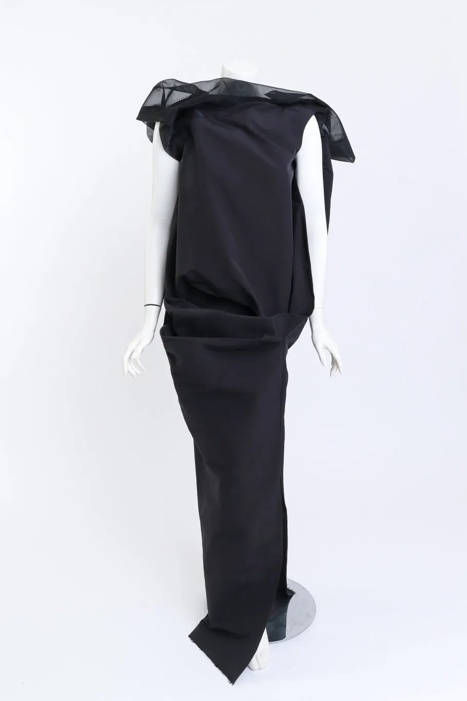 Asymmetric Sculpted Nylon Mesh Dress