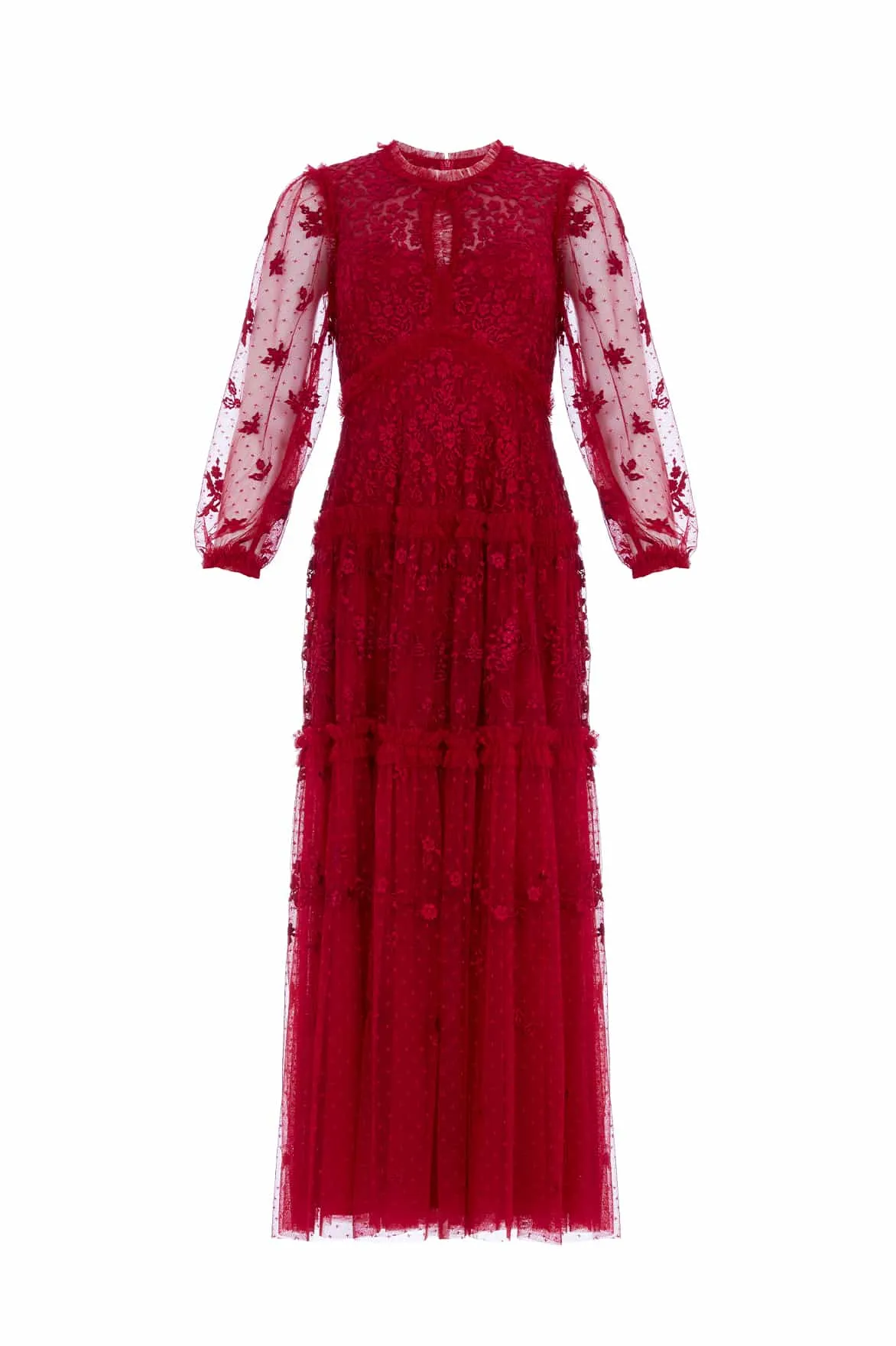 Autumn Lace Long Sleeve Ankle Gown
