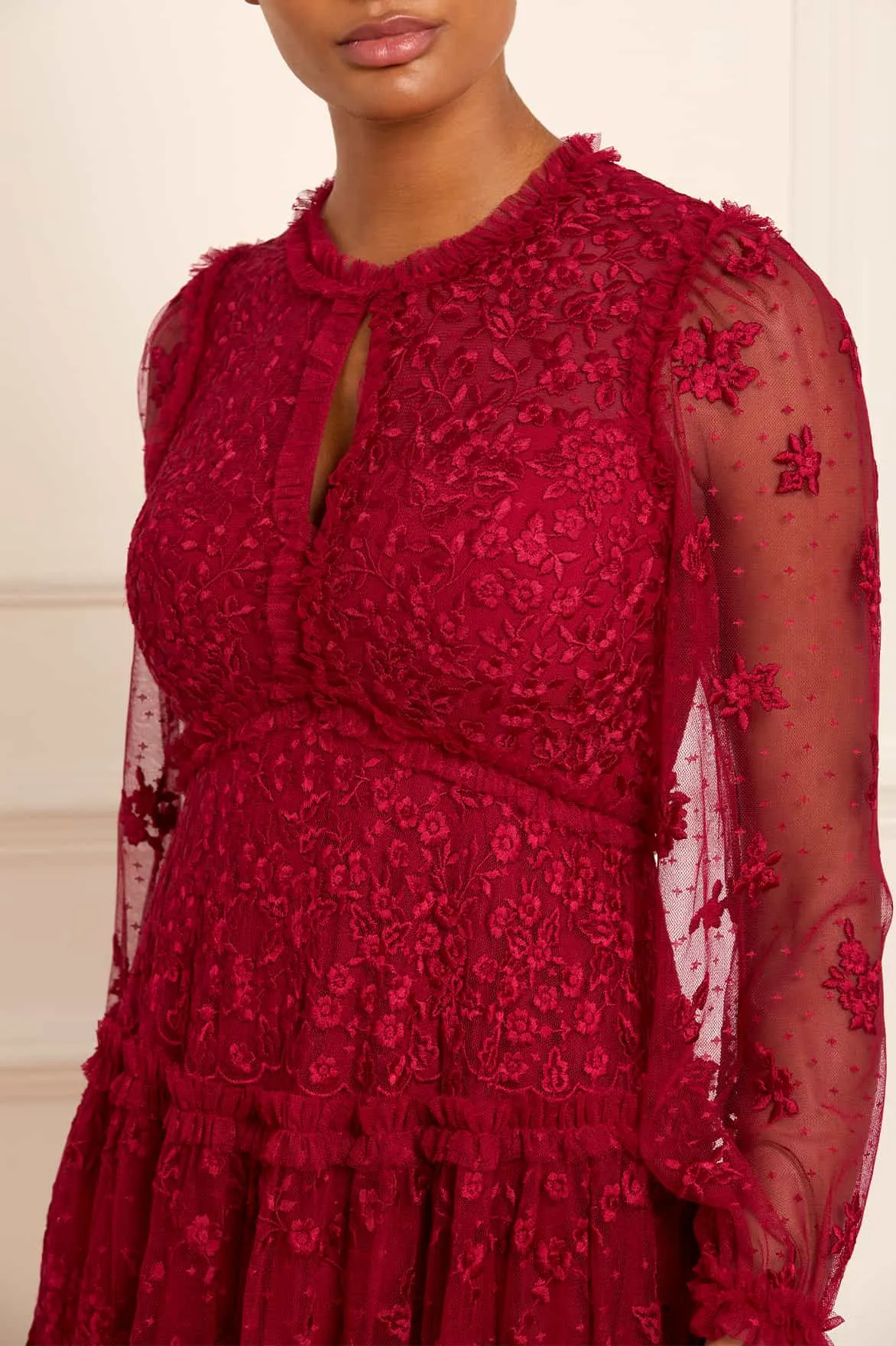 Autumn Lace Long Sleeve Ankle Gown