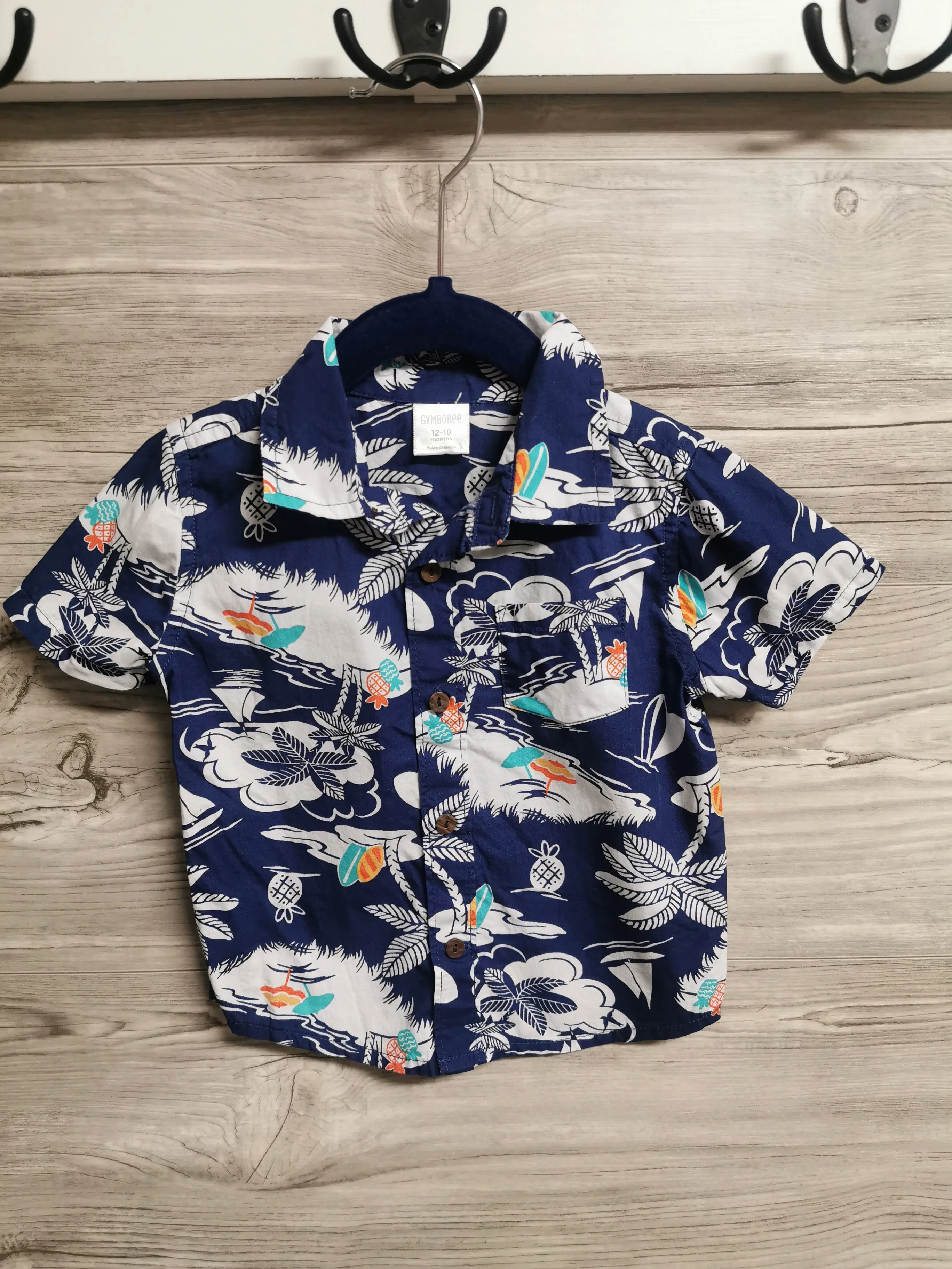 BABY BOY SIZE 12/18 MONTHS - GYMBOREE, Graphic Dress Shirt EUC B50