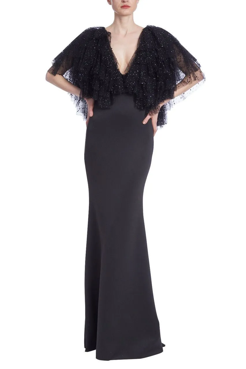 Badgley Mischka  EG4104   Crystal-Embellished Tulle Column Gown
