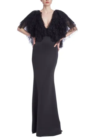 Badgley Mischka  EG4104   Crystal-Embellished Tulle Column Gown