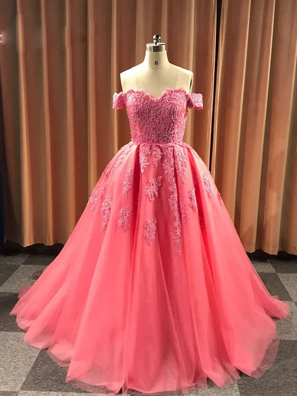 Ball Gown Cap Sleeve Lace Appliques Prom Dresses 2019 Burgundy Prom/Evening Dress PIN7114
