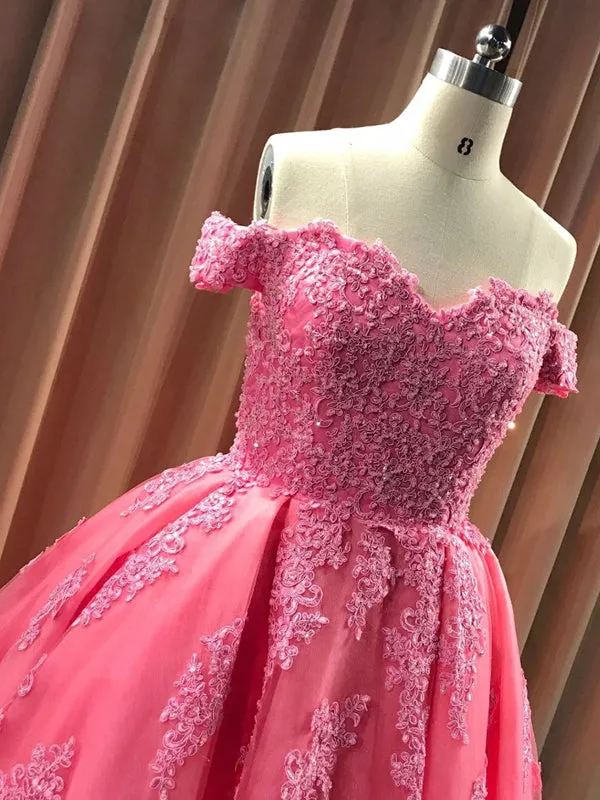 Ball Gown Cap Sleeve Lace Appliques Prom Dresses 2019 Burgundy Prom/Evening Dress PIN7114