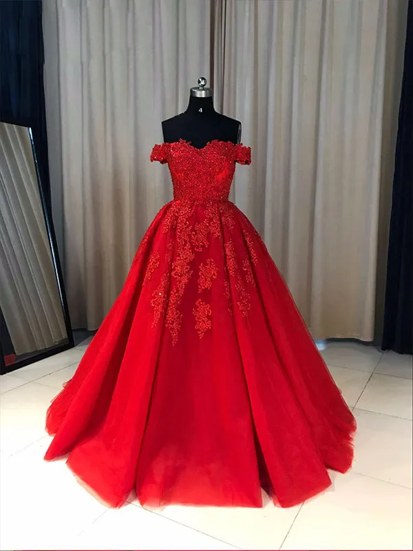 Ball Gown Cap Sleeve Lace Appliques Prom Dresses 2019 Burgundy Prom/Evening Dress PIN7114