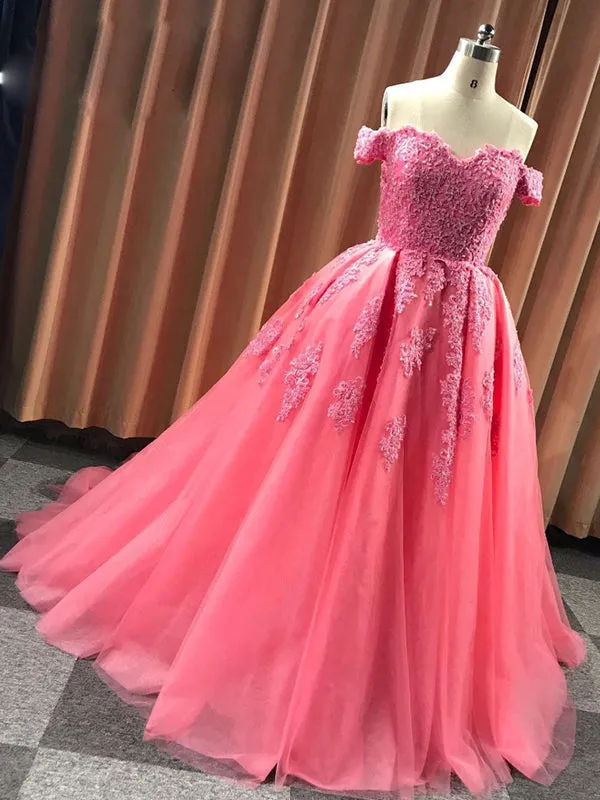 Ball Gown Cap Sleeve Lace Appliques Prom Dresses 2019 Burgundy Prom/Evening Dress PIN7114