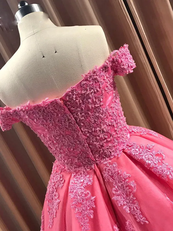 Ball Gown Cap Sleeve Lace Appliques Prom Dresses 2019 Burgundy Prom/Evening Dress PIN7114