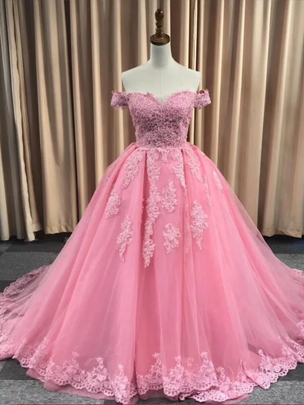 Ball Gown Cap Sleeve Lace Appliques Prom Dresses 2019 Burgundy Prom/Evening Dress PIN7114