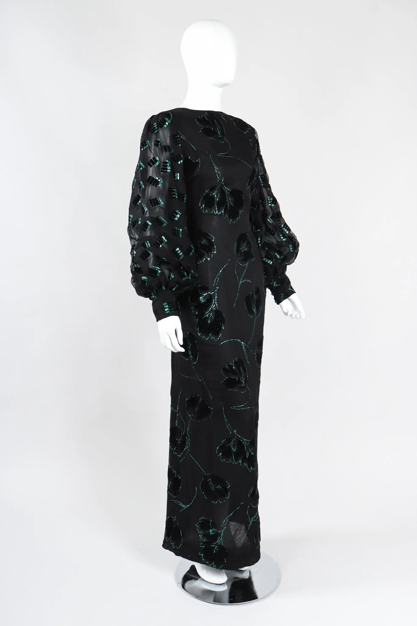 Balloon Sleeve Glitter Dress