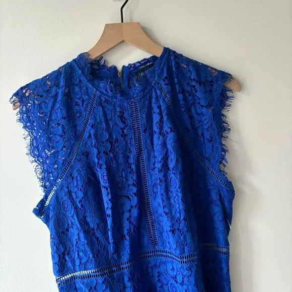 Bardot Lace Panel Dress In Cobalt Sz XL