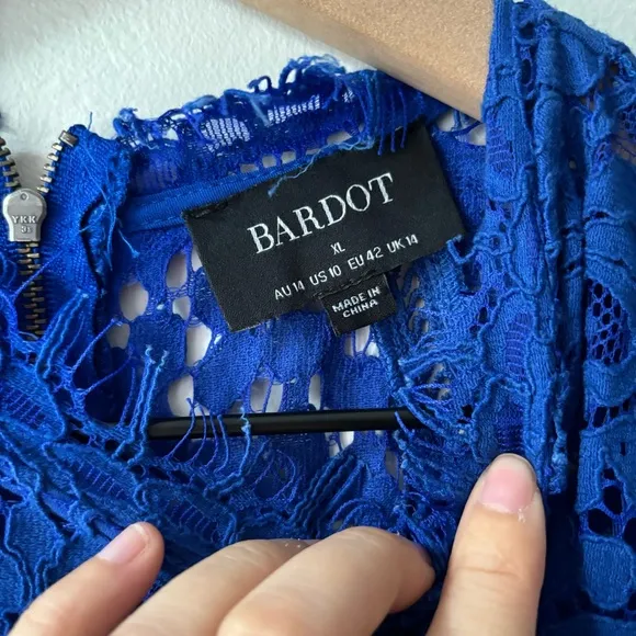 Bardot Lace Panel Dress In Cobalt Sz XL
