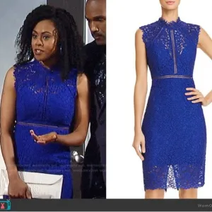 Bardot Lace Panel Dress In Cobalt Sz XL