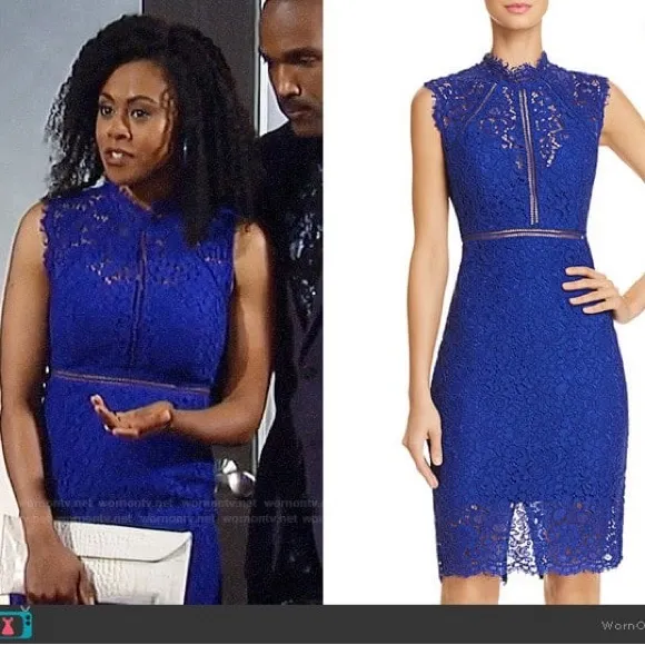 Bardot Lace Panel Dress In Cobalt Sz XL