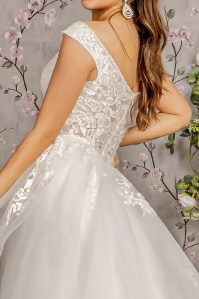 Bead Lace Mermaid Wedding Gown w/ Detachable Waist Layered Drape