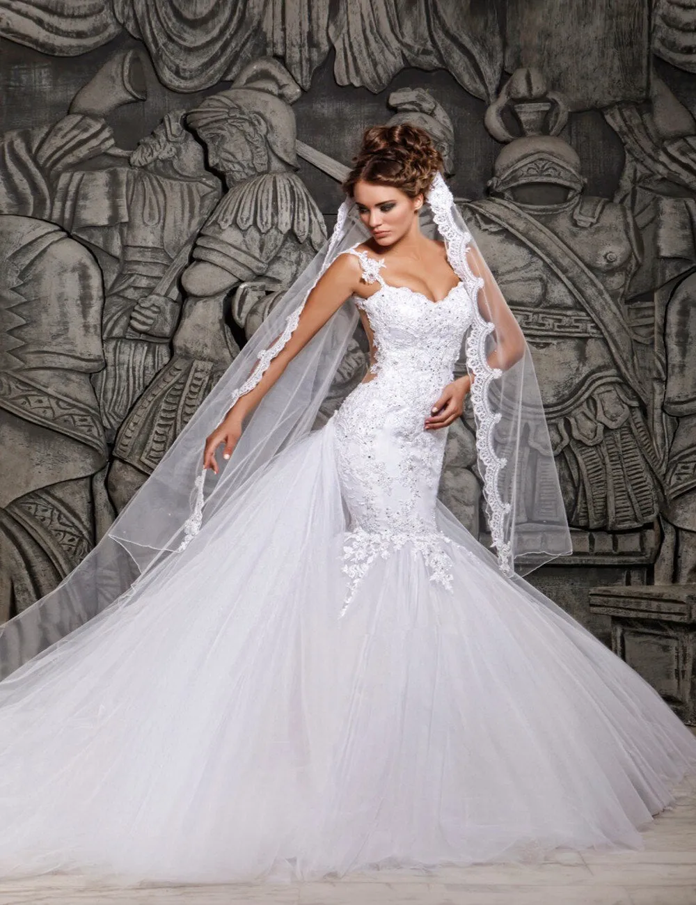 Beading Wedding Dresses Illusion Mermaid Wedding Dress