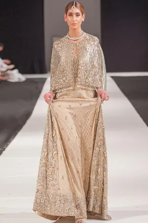 Beautiful Asian embroidered dress in lavish gold color # B3350