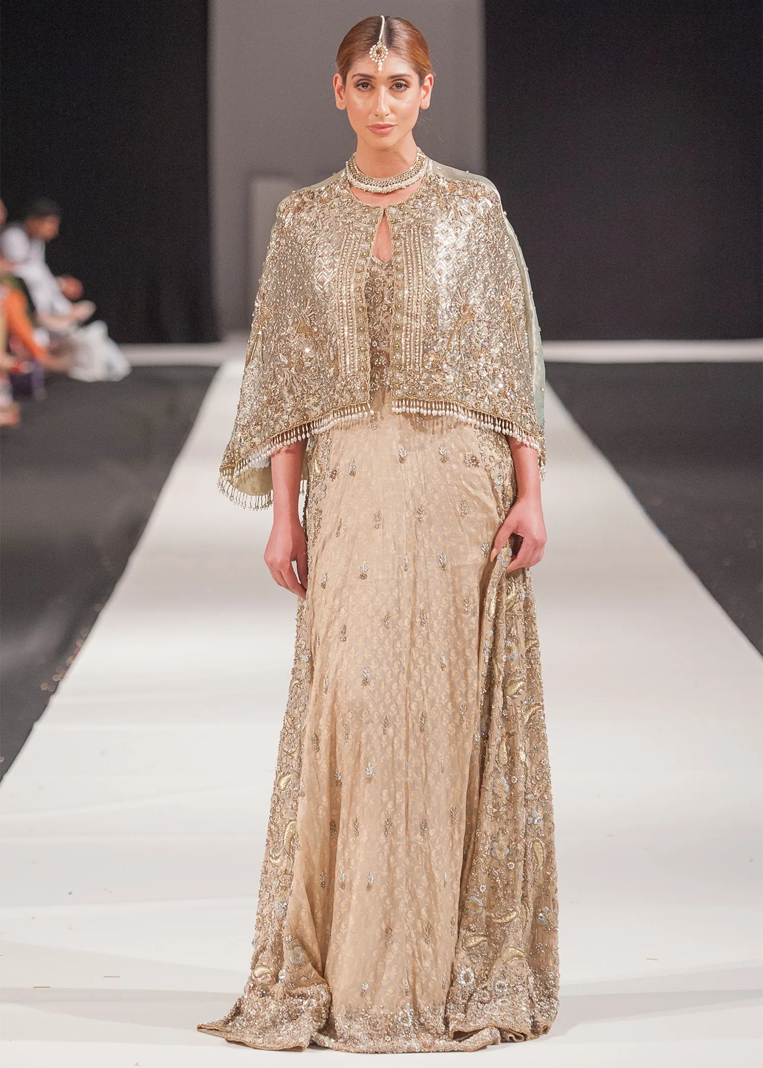 Beautiful Asian embroidered dress in lavish gold color # B3350