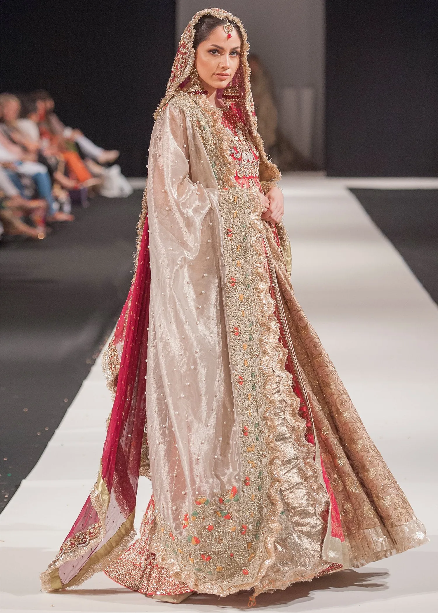 Beautiful embroidered Asian bridal outfit in multi color # B3347