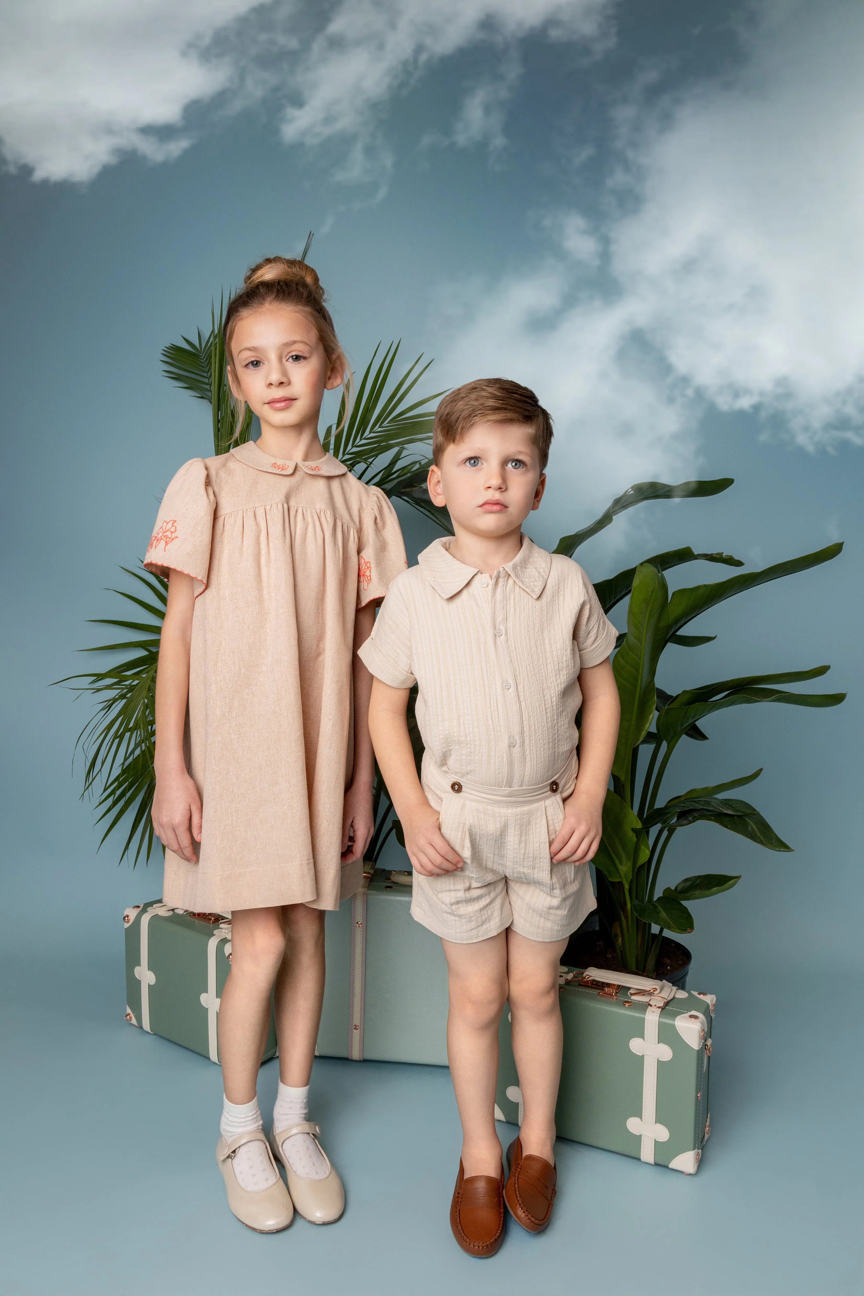 Belati Short Sleeve Embroidered Collared Dress