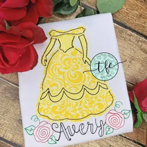 {Belle Dress} applique tee
