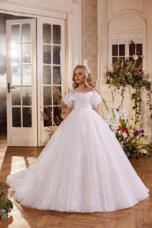 Bergamo Flower Girl Dress with Puff Sleeves