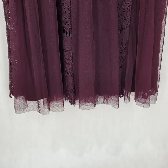 Betsy &amp; Adam Deep Plum Crystal Waist Lace Formal Mother of the Bride Dress SZ 6