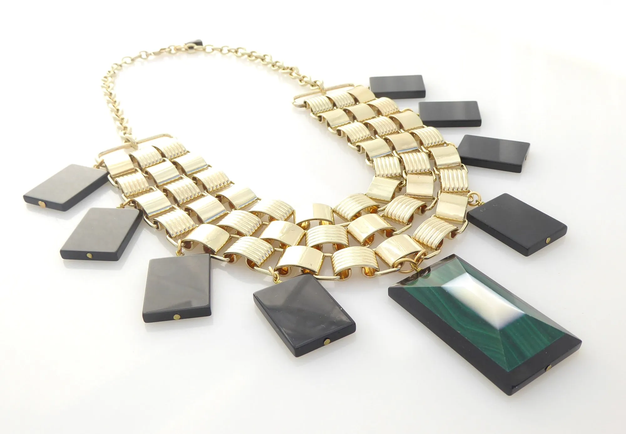 Black onyx and malachite necklace
