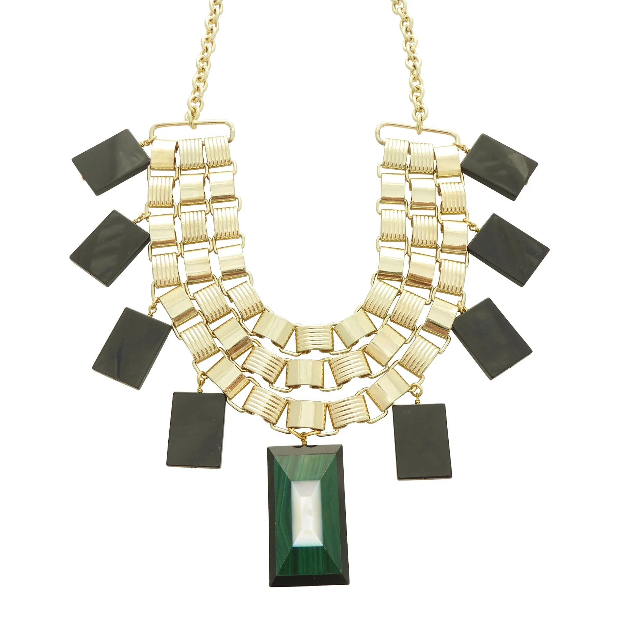 Black onyx and malachite necklace