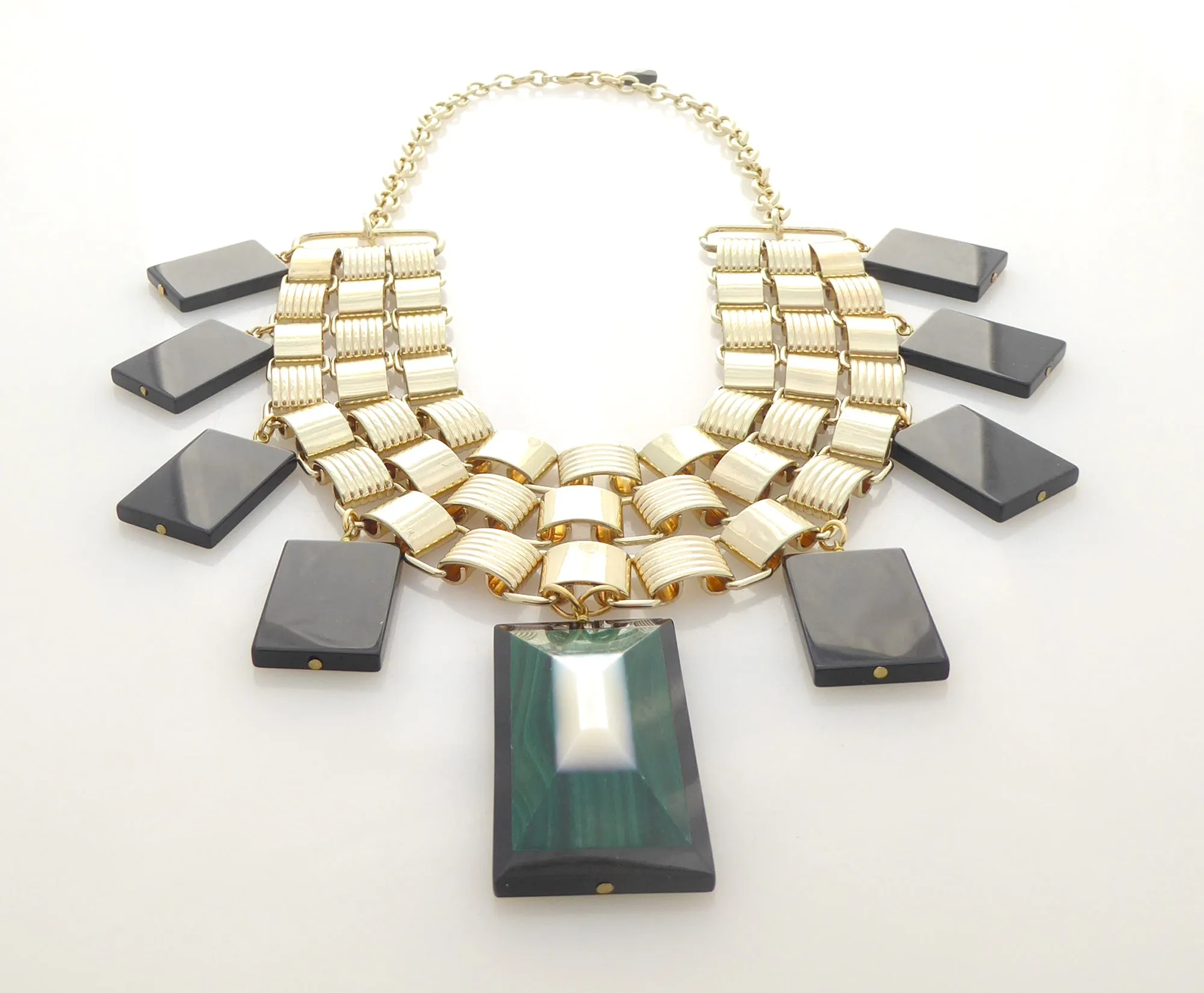 Black onyx and malachite necklace