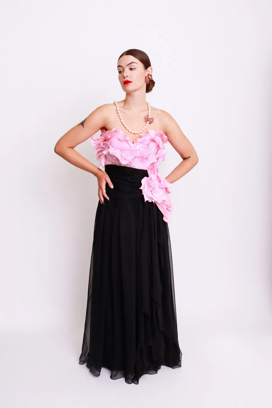 Blossoming Ruched Evening Gown