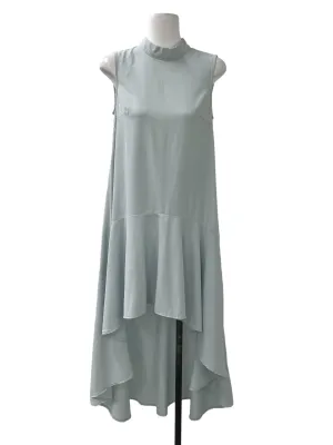 Blue High Neck Flutter Dress