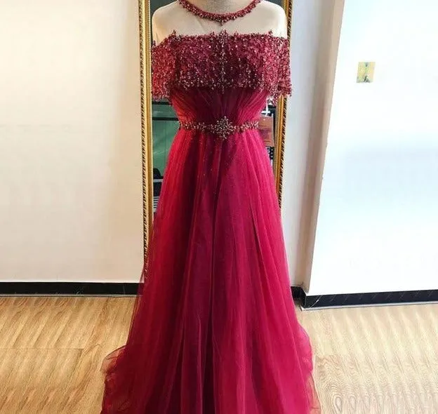 Blue O-Neck Diamond Sequins Sexy Evening Dress
