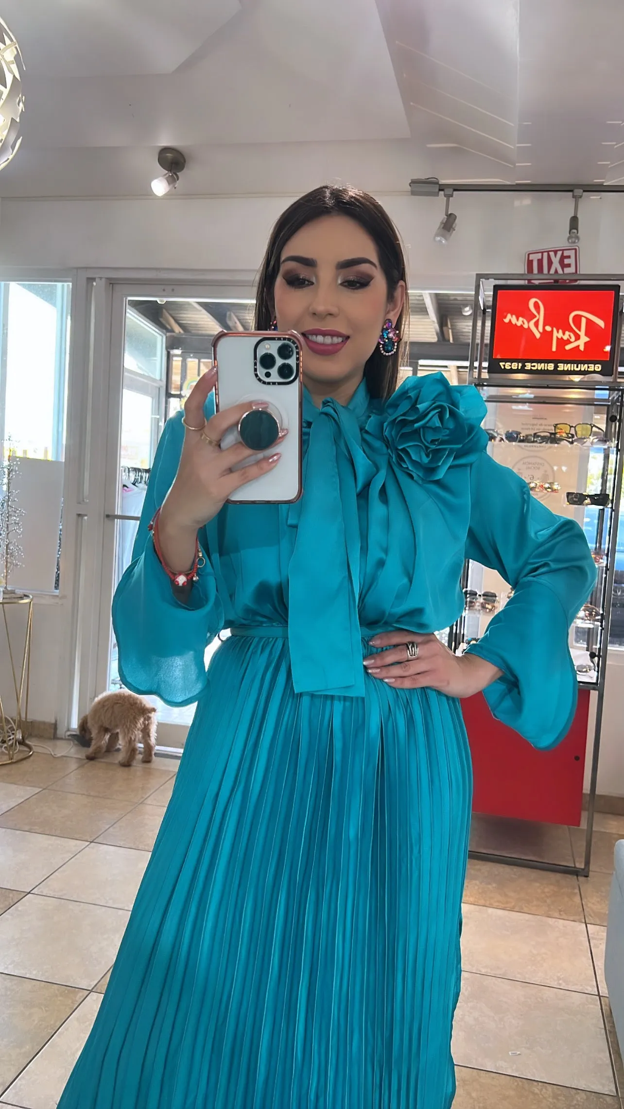 Blue Satin Maxi Dress