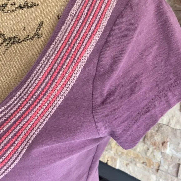Boden lavender embroidered scoop neck empire waist cap sleeve short sleeve dress