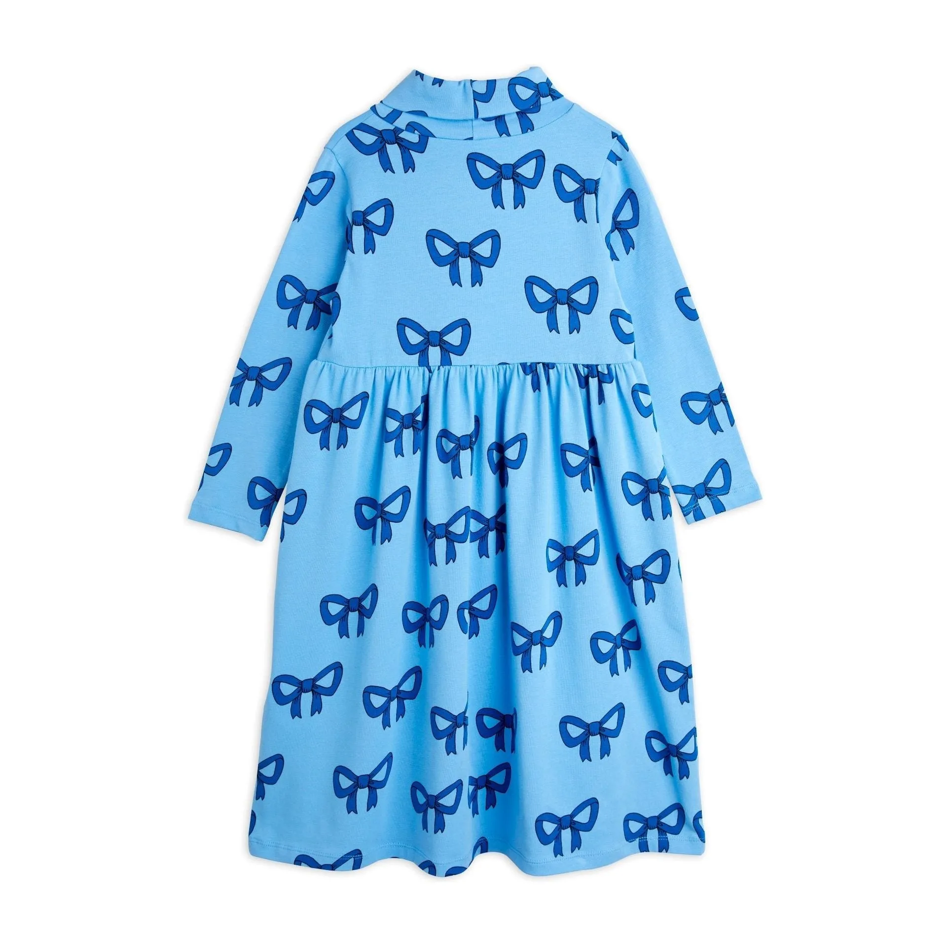 Bow Aop Ls Dress - Blue