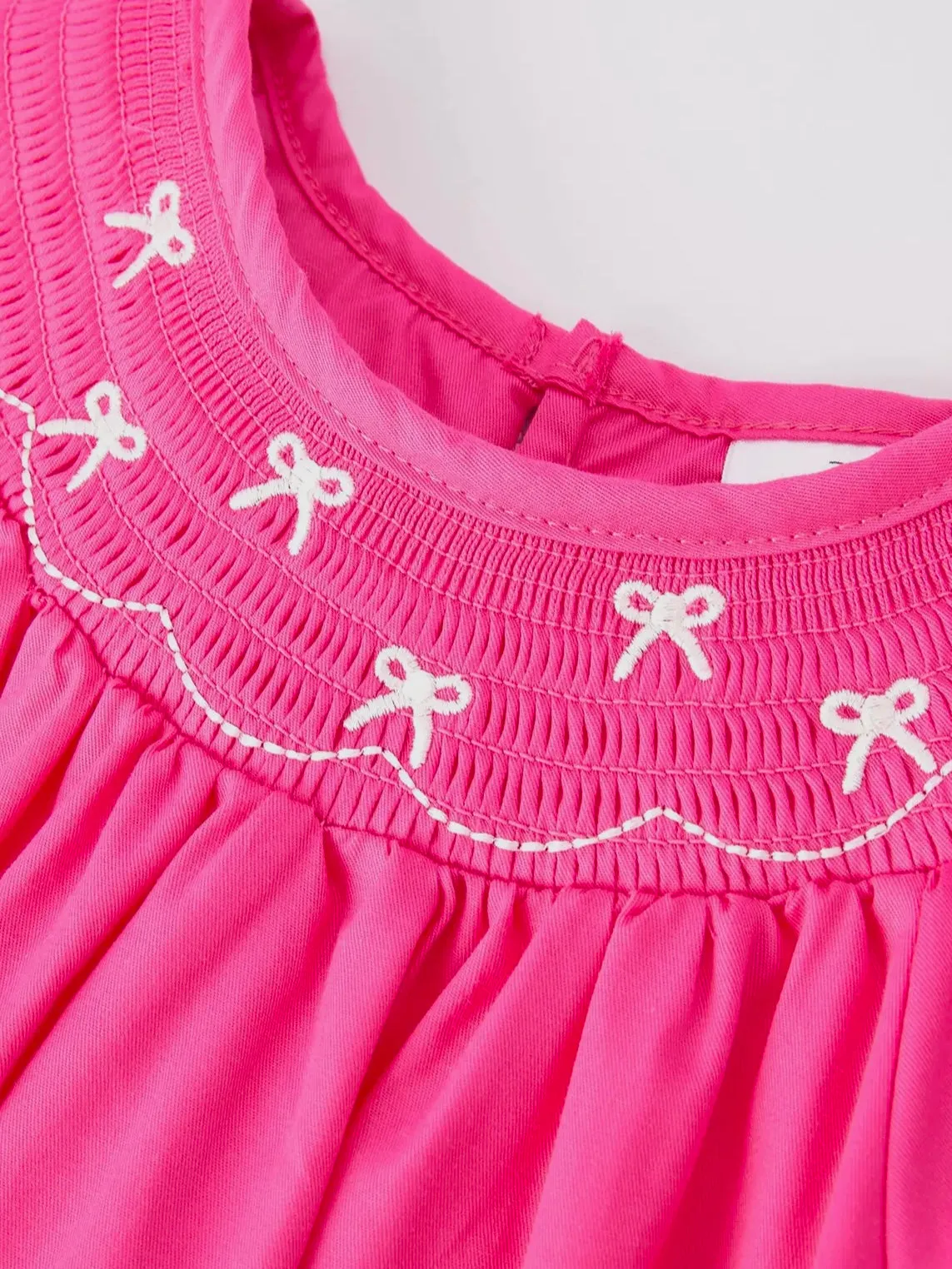 Bows Smocked Dress: Fuchsia