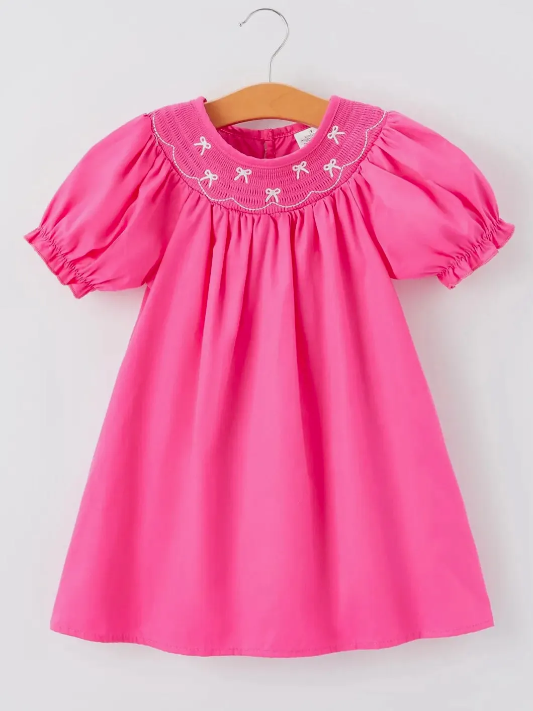 Bows Smocked Dress: Fuchsia